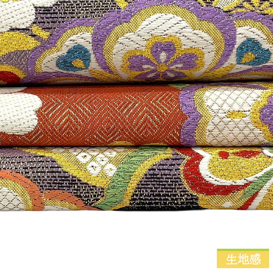 袋帯 正絹 Sランク 西陣織 雪輪 花 帯丈442cm 六通 フォーマル グラデーション系 1123017582399