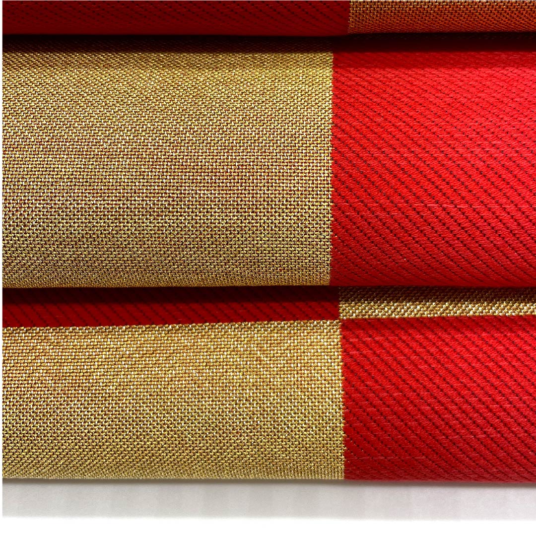 袋帯 金色 振袖用 市松 帯丈440cm 正絹 Sランク 六通 フォーマル 金系 1123006252321