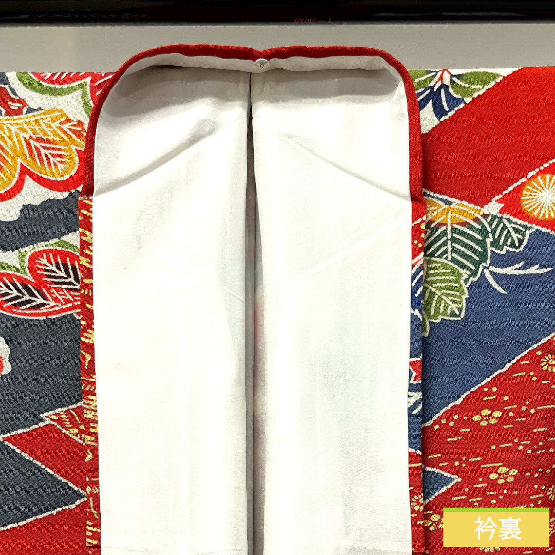 振袖 正絹 身丈157.5cm 裄丈66.5cm 袷 猩々緋色 栗山吉三郎 京紅型 吉祥文様 しつけ糸付き 未使用品 Sランク 赤系 1113001842312