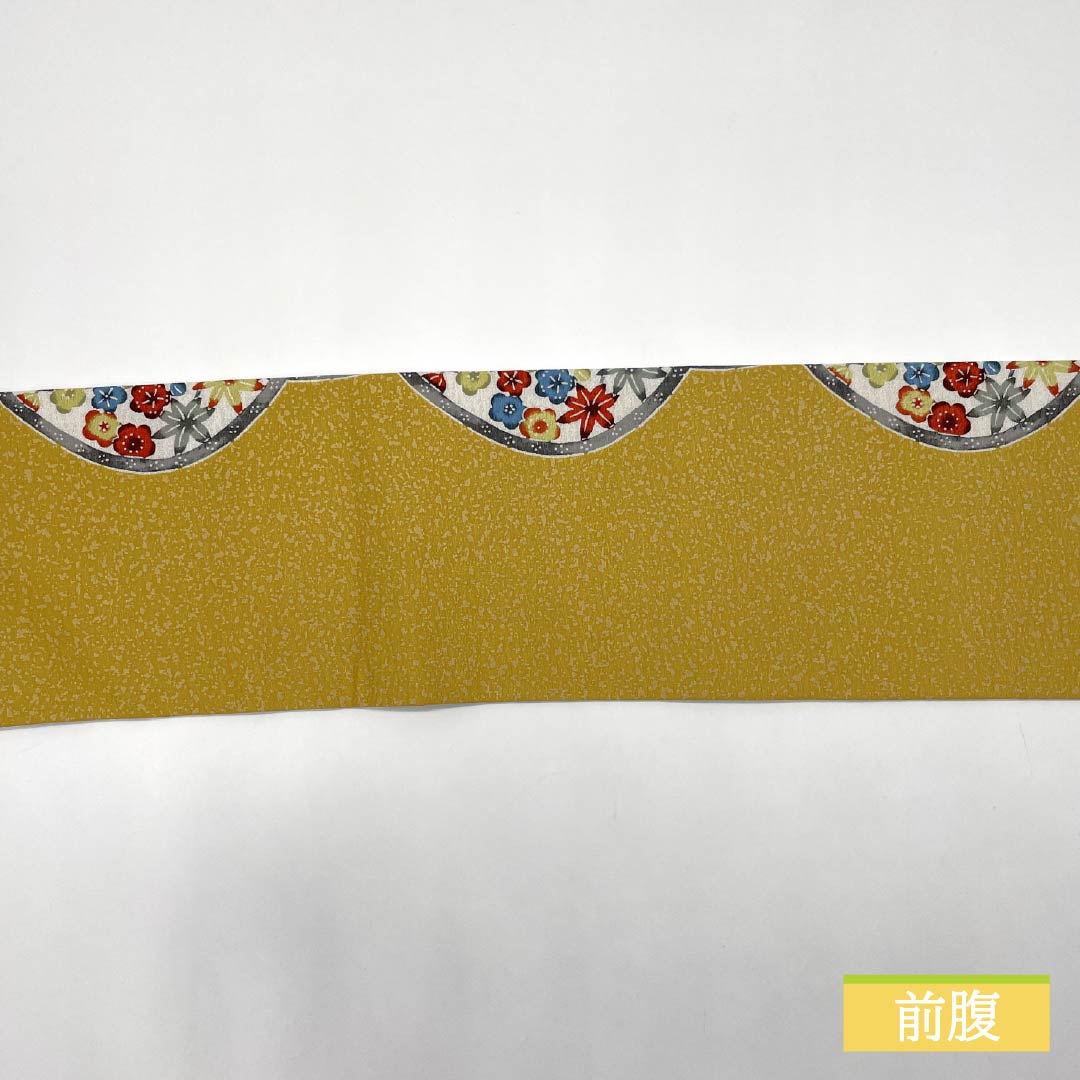 名古屋帯 金色色(こんじきいろ) 京紅型 紅型調 梅 帯丈373cm 正絹 Sランク 全通 カジュアル 黄系 1124006862323 名古屋仕立て