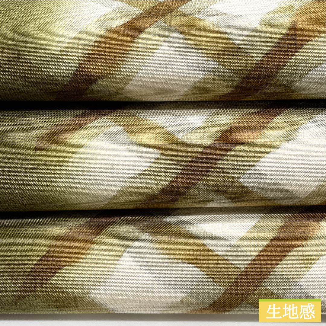 袋帯 昆布茶色(こぶちゃいろ) 染め帯 抽象模様 大島紬 帯丈458cm 正絹 Sランク 全通 カジュアル 緑系 1123010552419