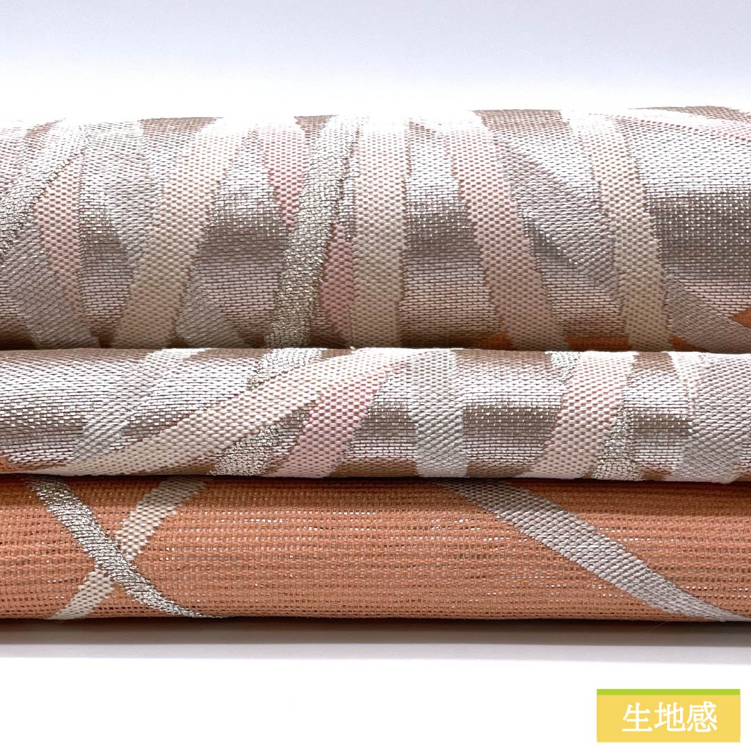 袋帯 正絹 薄紅赤色(うすべにあかいろ) 夏帯 西陣織 雲取り ススキ 帯丈424cm Sランク 六通 フォーマル 橙系 1123013882326