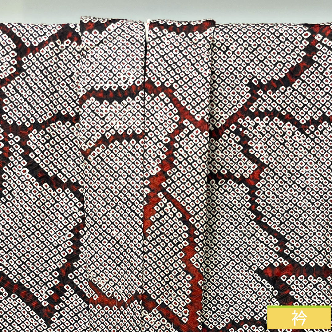羽織 正絹 身丈78.5cm 裄丈65.5cm 総絞り 抽象模様 しつけ糸付き 未使用品 Sランク 袷 黒系 1117001082910