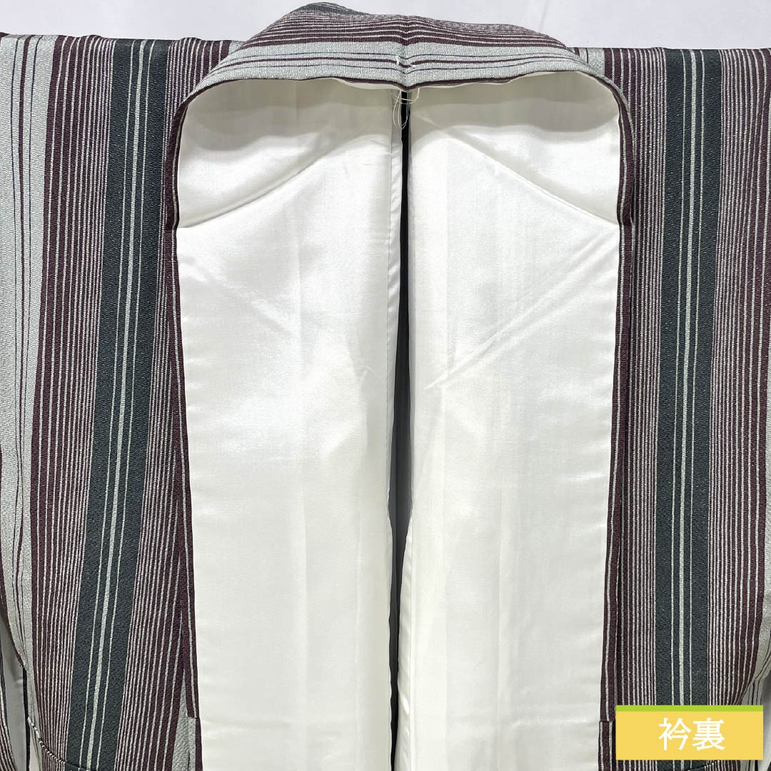 Komon (small pattern) silk, S rank, length 163.5cm, sleeve length 66cm, lined, blue-and-white porcelain color, striped crepe fabric, green basting thread included, product number 1115006452419