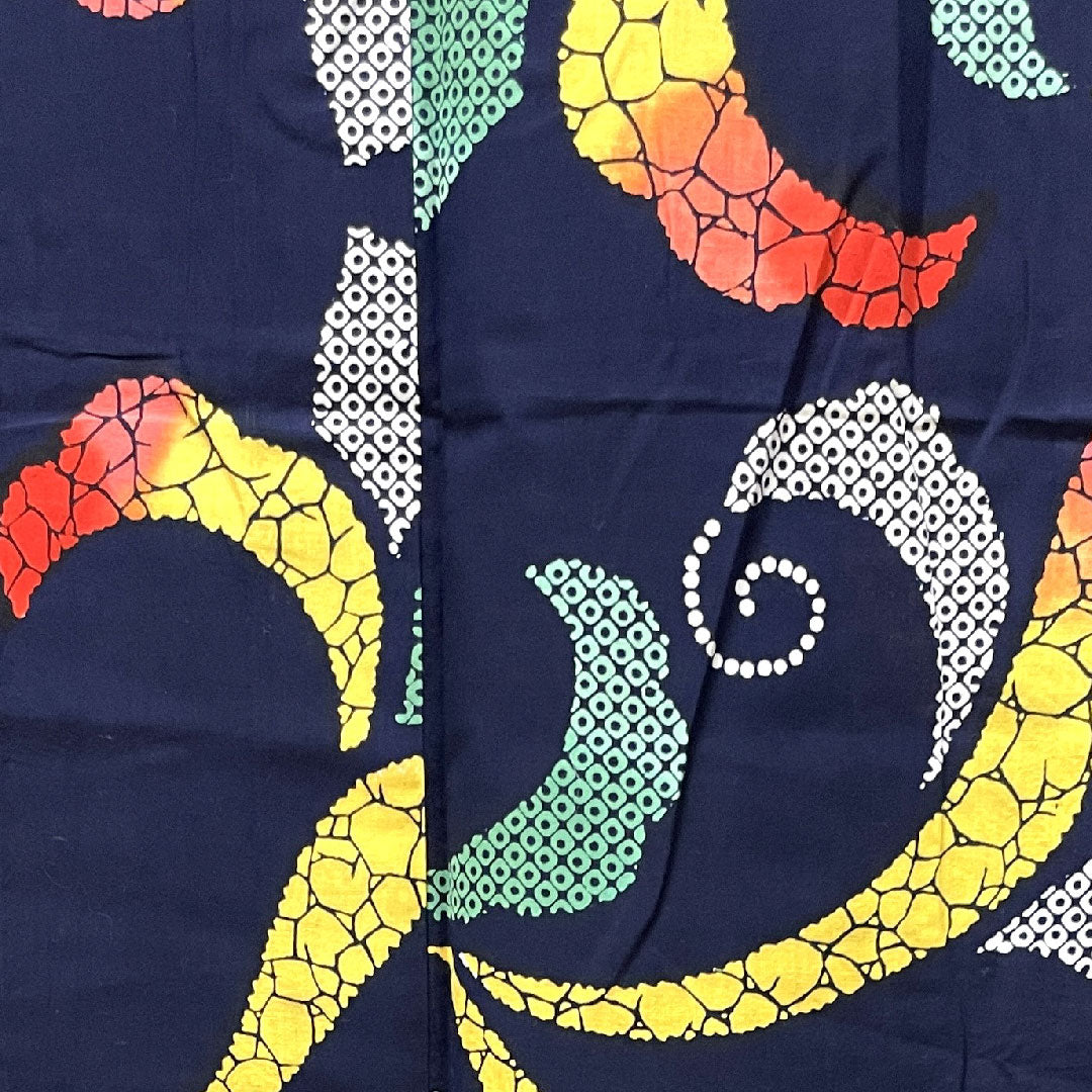 浴衣 濃紺色 抽象模様 木綿 Sランク 単衣 身丈147.5cm 裄丈64cm 紺系 1118003622118