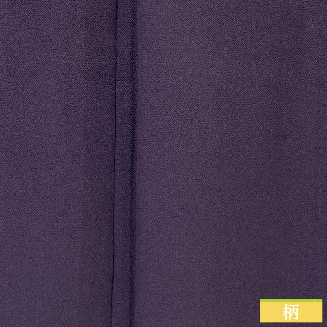 Solid-colored polyester kimono, length 158.5cm, sleeve length 64cm, purple-black (shikoku shoku), plain kimono with one crest and a shadow-swallowing butterfly design, S rank, purple, product number 1114002162320
