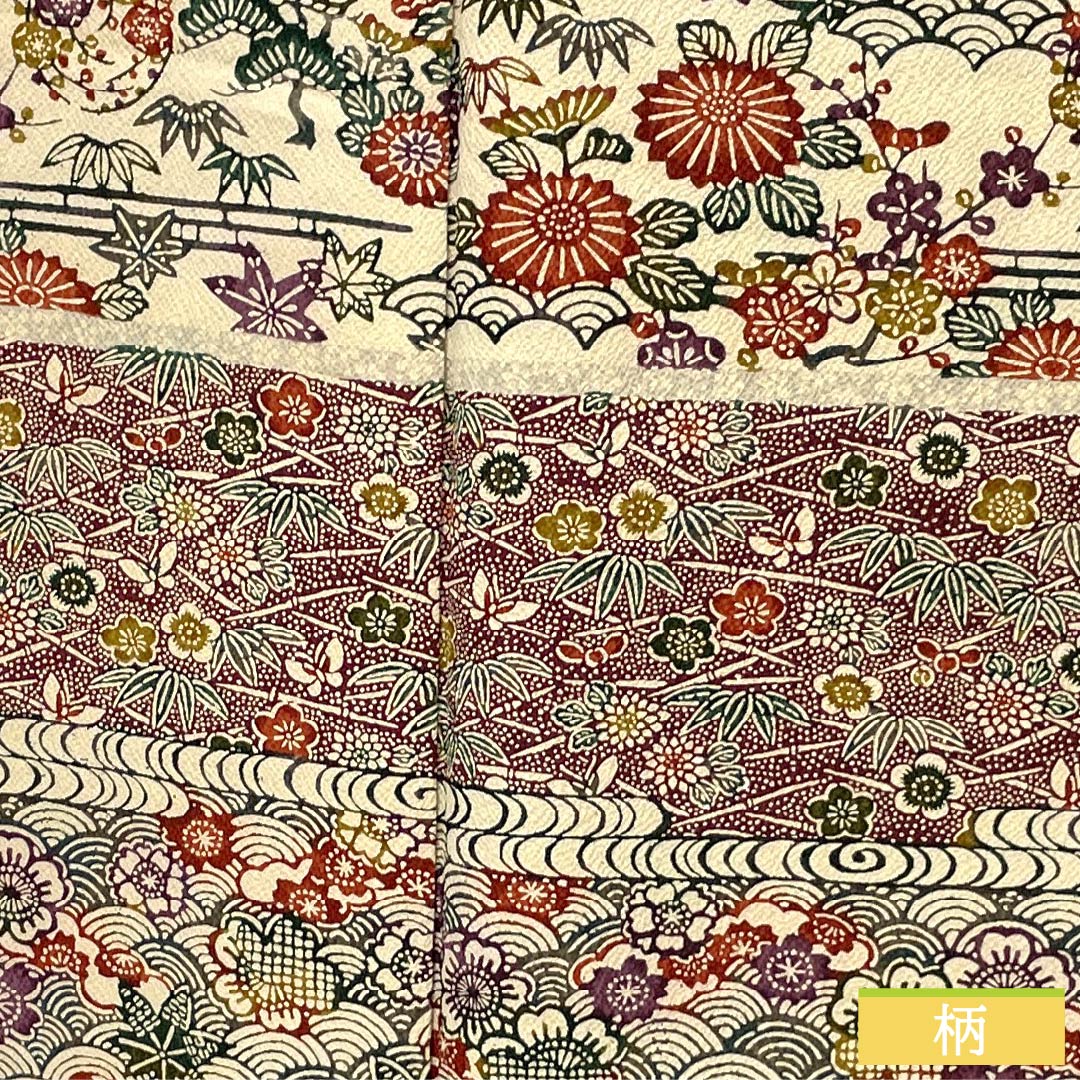 Formal Kimono (Homongi) - Pure Silk - S Rank - Lined - Length 159cm - Sleeve-to-Sleeve 62.5cm - Torinoko-iro (Pale Beige) - Kyoto Bingata - Auspicious Patterns - Chirimen Fabric - With Basting Stitches - Beige - 1112007672325