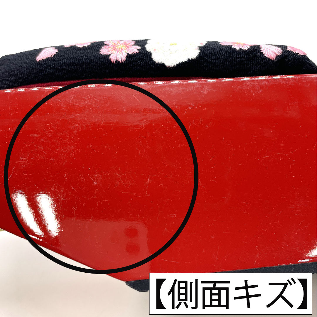 (新古品)下駄 桐 Aランク フォーマル ぽっくり下駄 こっぽり 厚底 長さ224cm XLサイズ 赤系 1122001323512