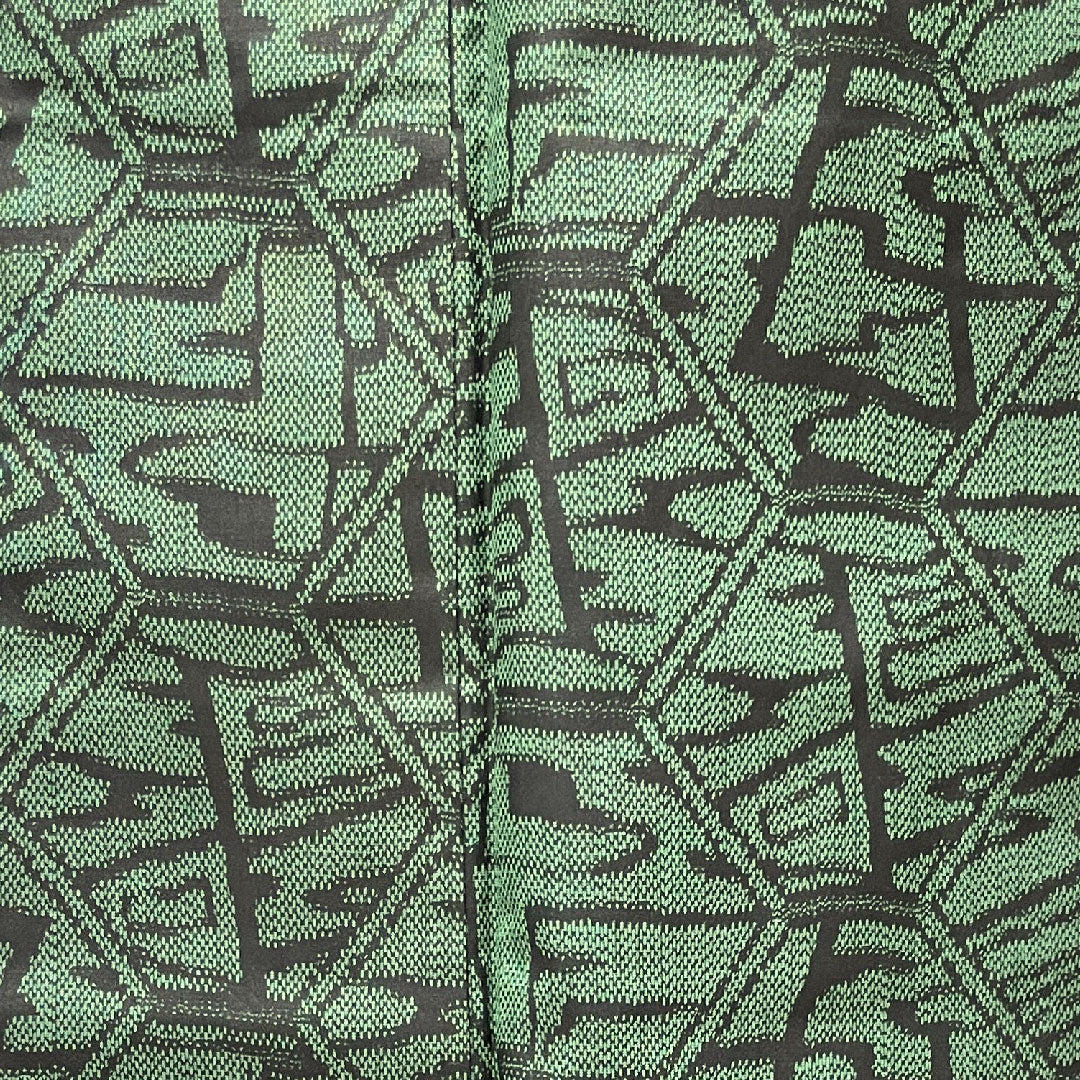 紬 身丈158cm 裄丈64cm 幾何学模様 正絹 Aランク 袷 緑系 1116002383319