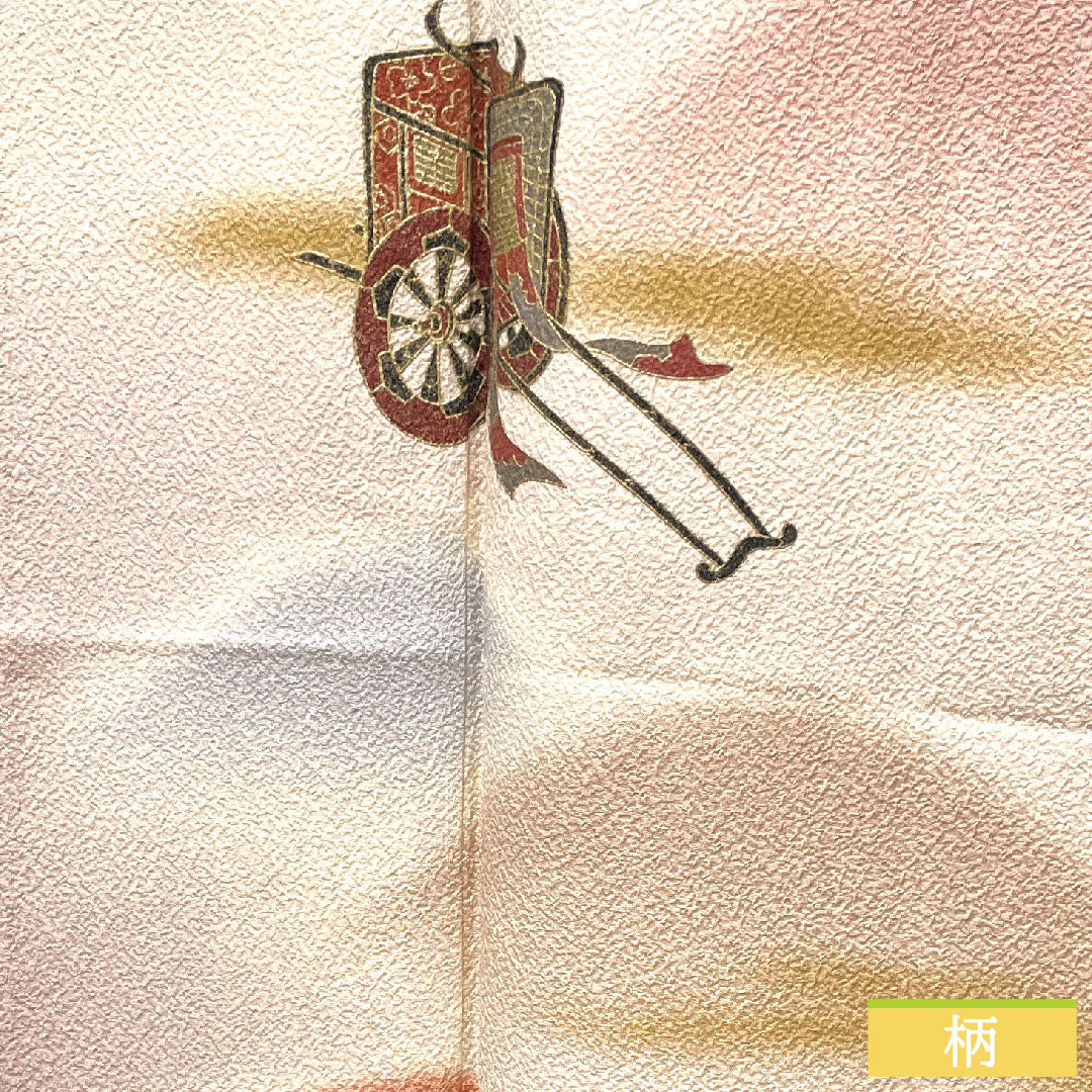 訪問着 正絹 袷 身丈155.5cm 裄丈62.5cm 葡萄色 作家物 京友禅 御所車 遠山ボカシ Sランク 紫系 1112003402320