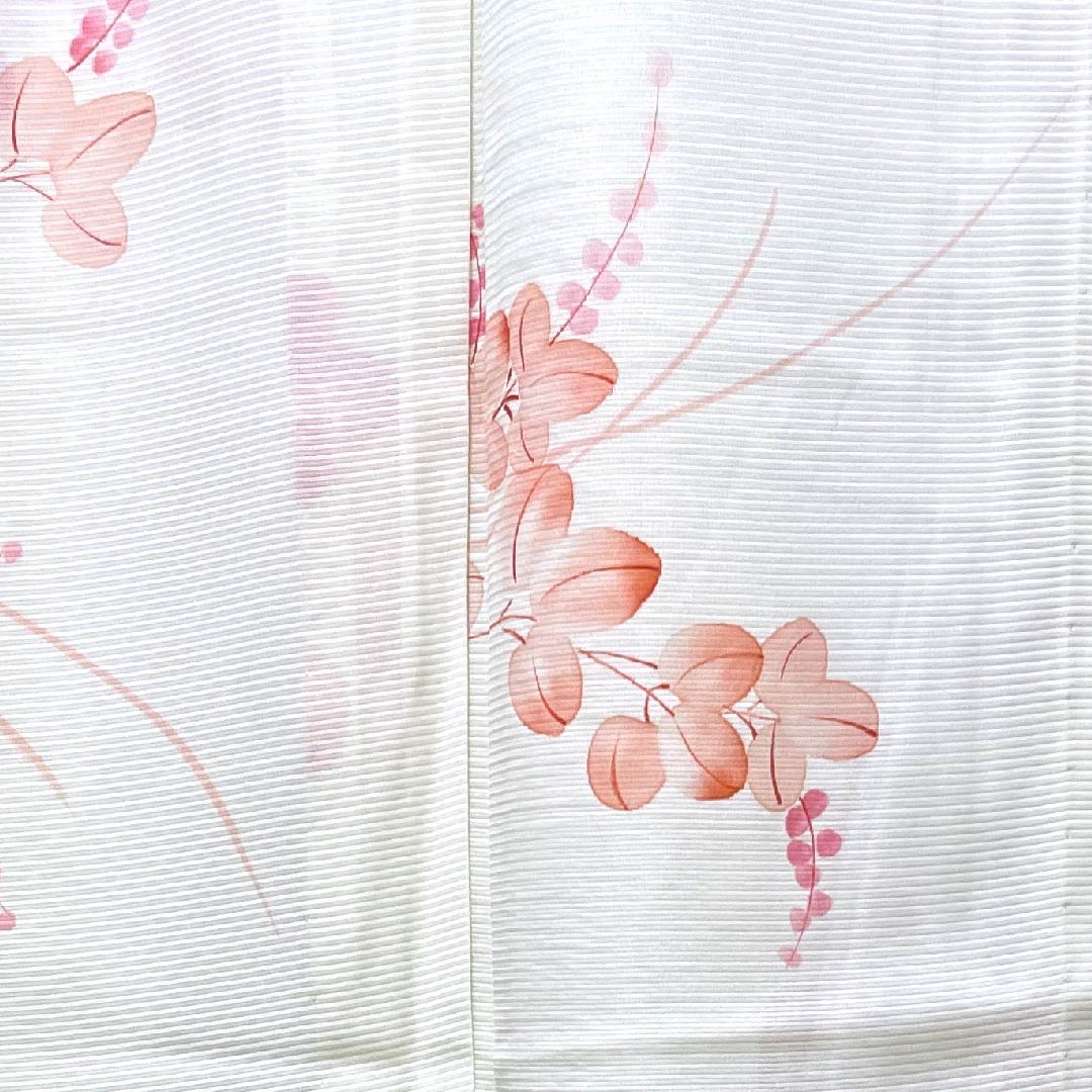 夏物 正絹 小紋 身丈157.5cm 裄丈64.5cm 白百合色(しらゆりいろ)萩 絽 Bランク クリーム系 1132000044315