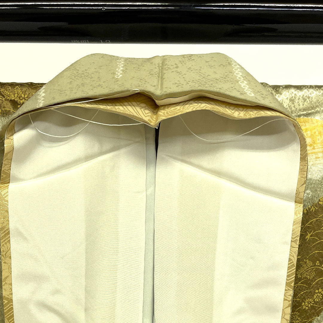 訪問着 袷 身丈163.5cm 裄丈64cm 絞り 刺繍 正絹 Sランク 緑系 1112000292419