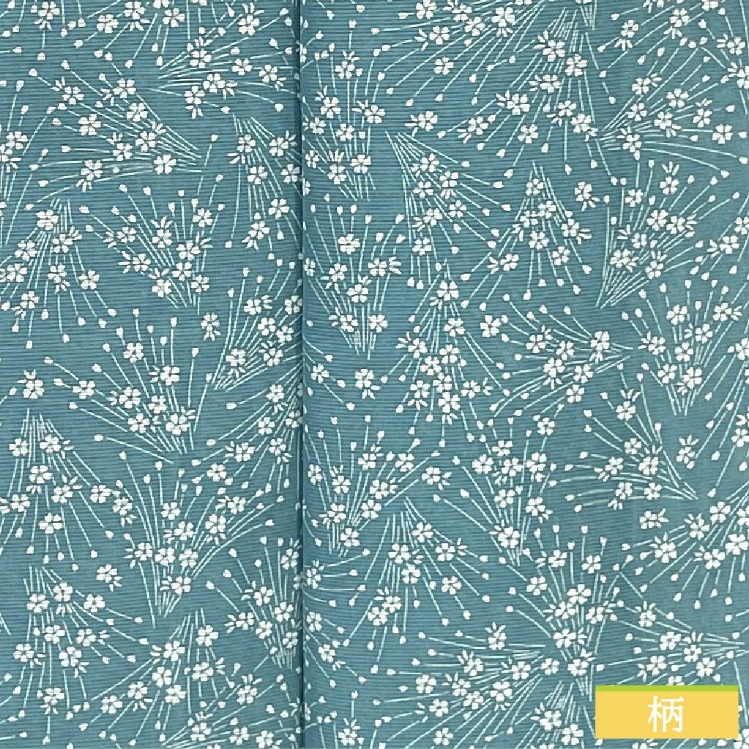 夏物 ポリエステル 小紋 身丈161cm 裄丈64cm 水浅葱色(みずあさぎいろ) 小花 洗える着物 絽 Aランク 水色系 1132002473424