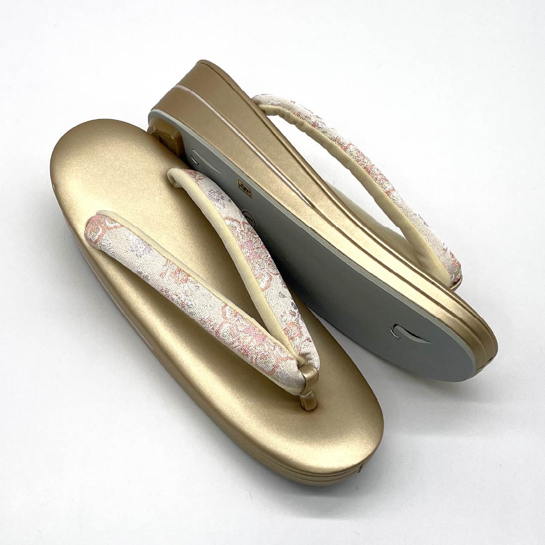 (新古品)草履バッグセット フォーマル Aランク 華文 帯地 Lサイズ 金系 1133000423421