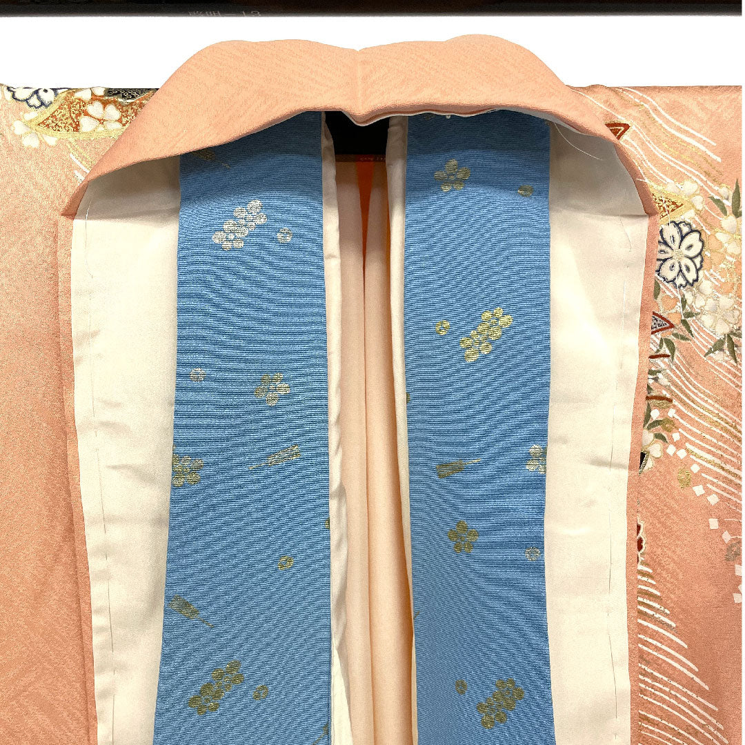 訪問着 袷 身丈160cm 裄丈66cm 京友禅 鳳凰 吉祥文様 正絹 Aランク ピンク系 1112001073413