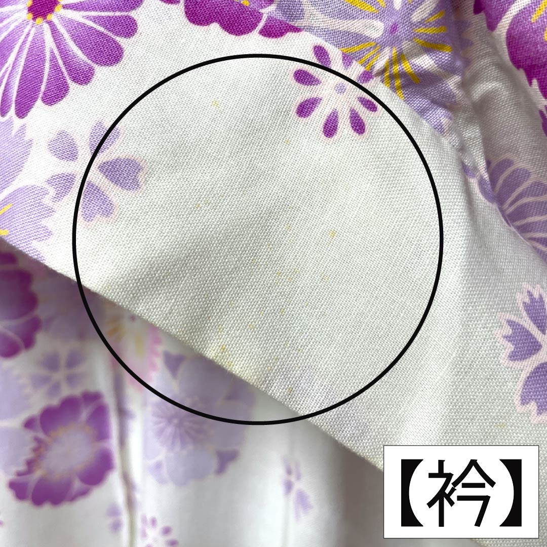 浴衣 木綿 Aランク 身丈164.5cm 裄丈63cm 桜 菊 単衣 白系 1118007513411