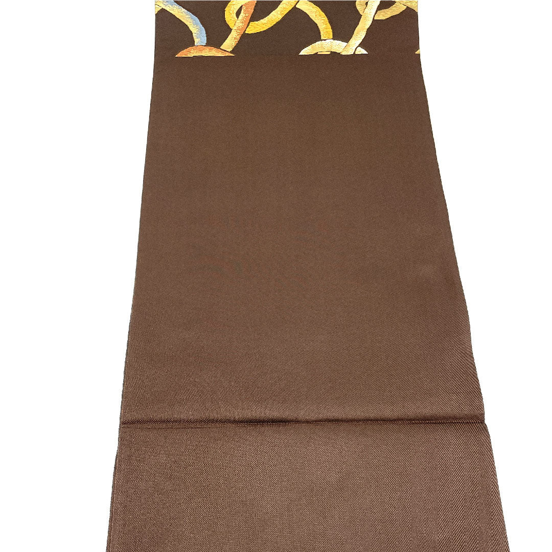 袋帯 輪繋ぎ 帯丈434cm 正絹 Bランク 六通 カジュアル 茶系 1123003884314