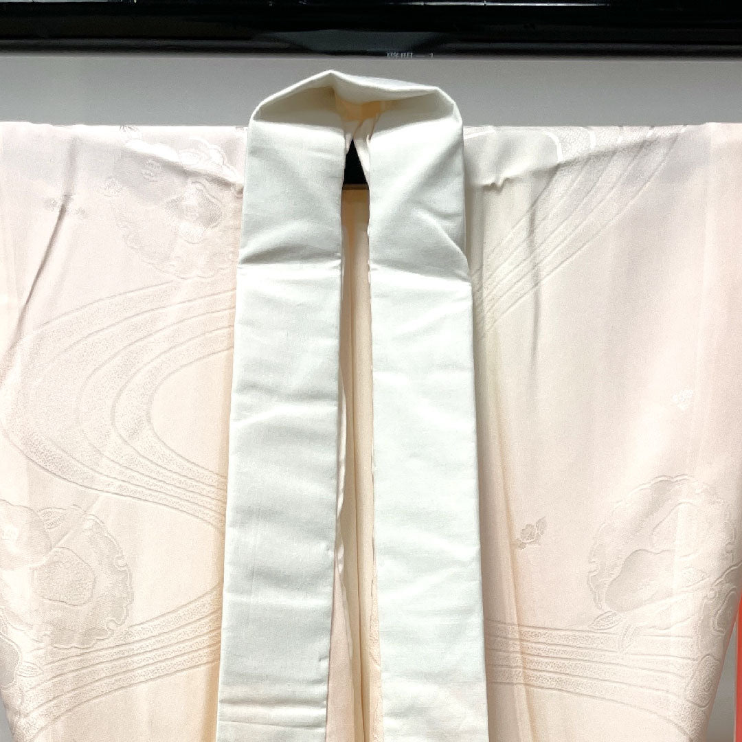 長襦袢 正絹 身丈124cm 裄丈64cm 単衣 振袖用 ボカシ染 雪輪 椿 Aランク ピンク系 1129000393113