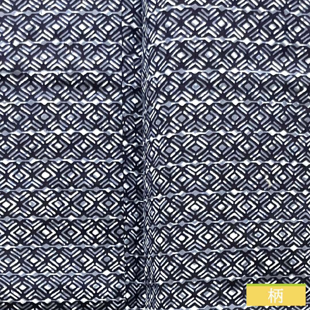 浴衣 木綿 身丈142.5cm 裄丈63cm Aランク 単衣 紺系 濃紺色(のうこんいろ) 男物 幾何学模様 1118004973418