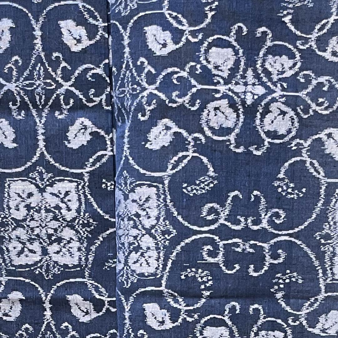 夏物 正絹 紬 身丈158.5cm 裄丈65cm 鉄葡萄色(てつぶどういろ) 宝相華唐草 紗 Sランク 紺系 1132000362318