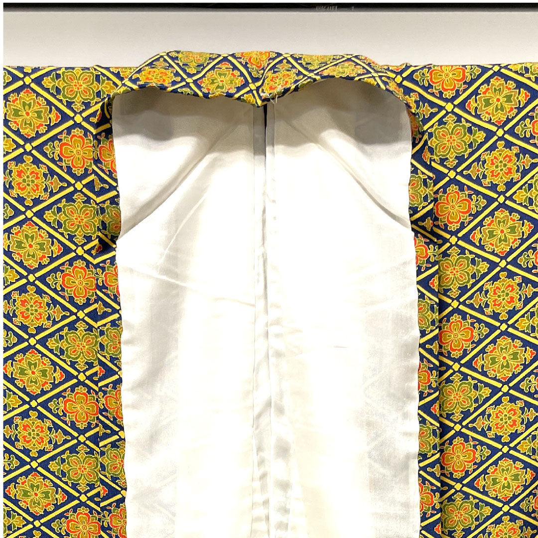 小紋 身丈156cm 裄丈59cm 袷 紺瑠璃色 華文 正絹 Aランク 紺系 1115002673318