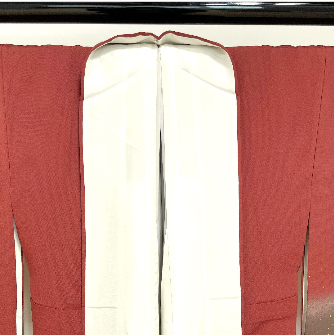 訪問着 袷 身丈165cm 裄丈65cm 葡萄茶色 人間国宝 福田喜重 壺模様 正絹 Sランク 赤系 1112001522512