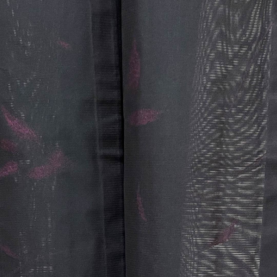 夏物 正絹 小紋 身丈153cm 裄丈61.5cm 黒色 抽象模様 絽 Aランク 黒系 1132000293210