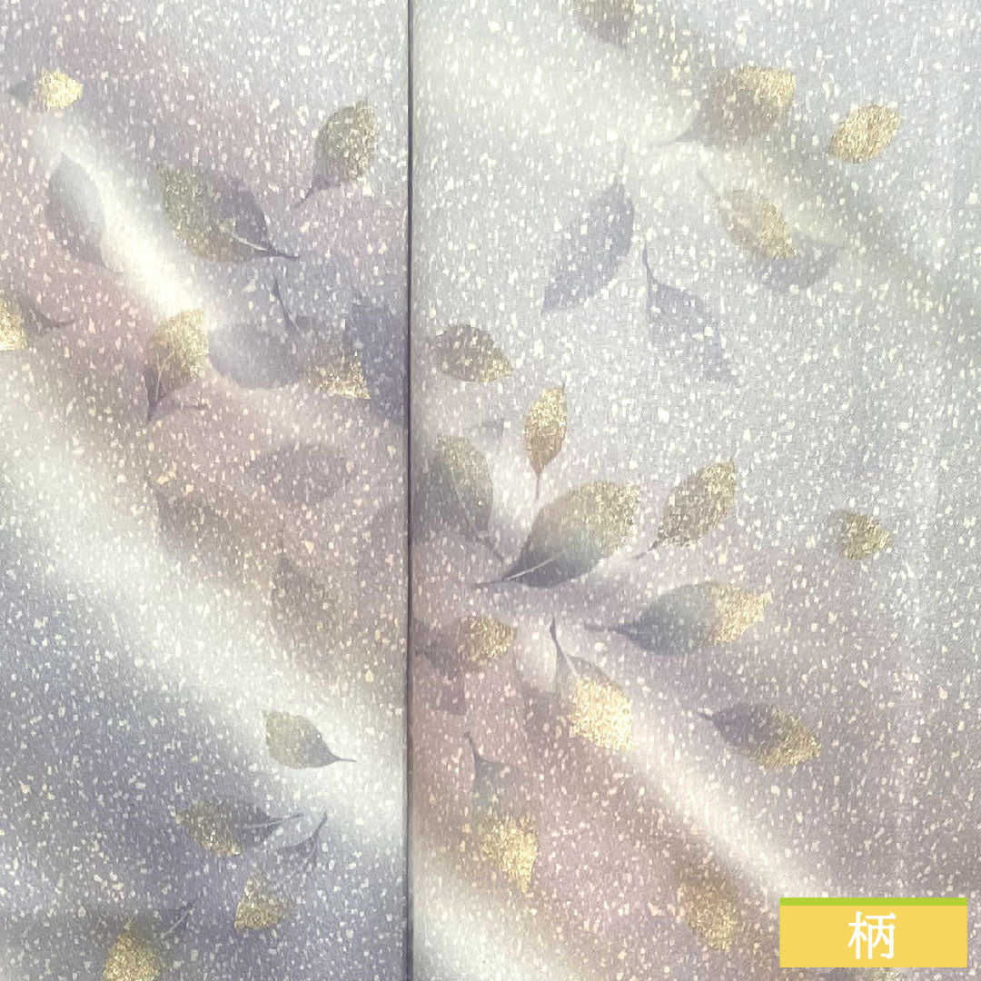 Homongi, pure silk, lined, length 156.5cm, sleeve length 63cm, cupronickel color, taped dye, leaf pattern, with basting thread, unused, S rank, gray, 1112003612322