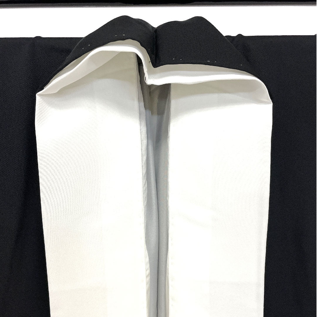黒留袖 身丈170.5cm 裄丈67cm 袷 寿光織 風景模様 並び切り竹 正絹 Aランク 五つ紋 黒系 1111000303610