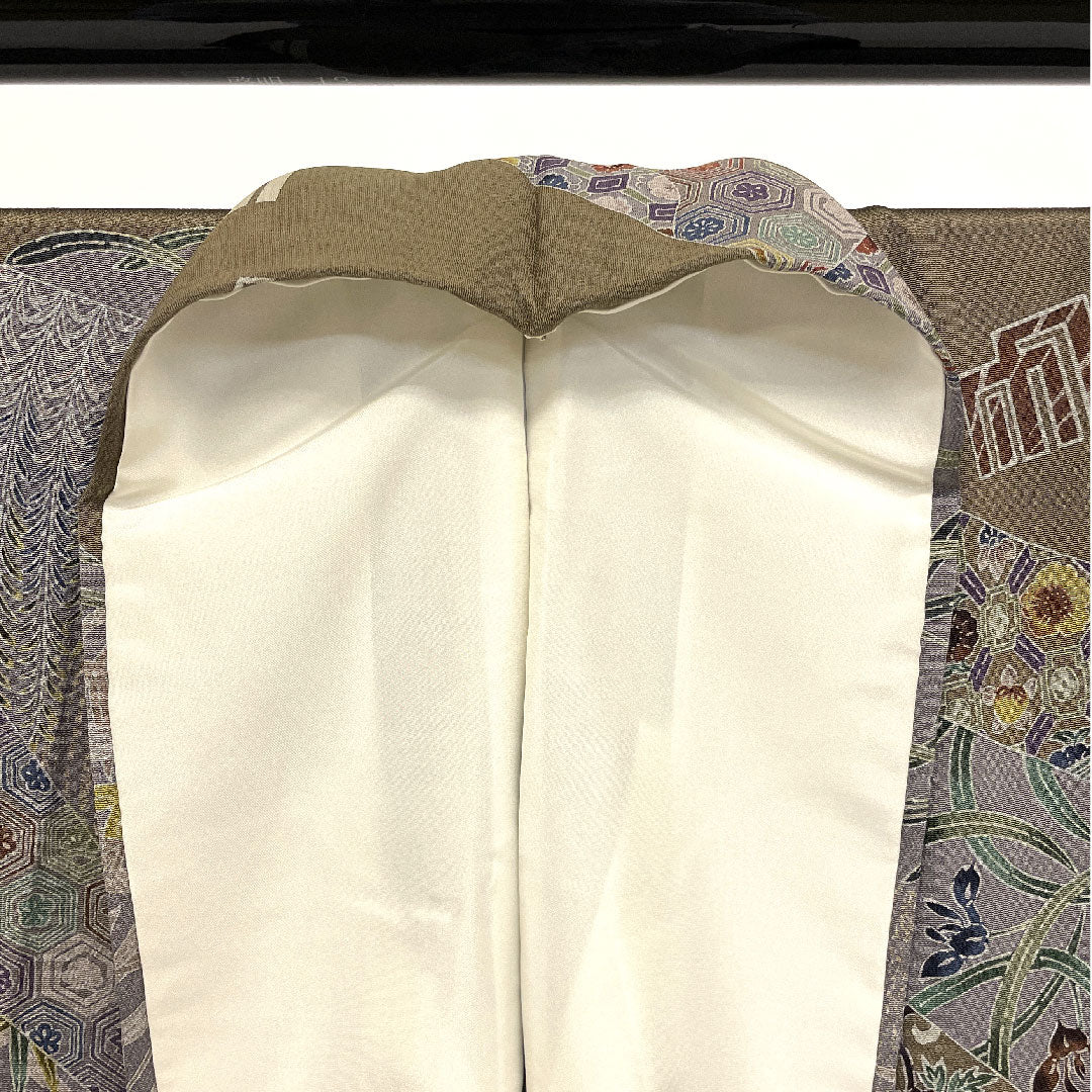 訪問着 袷 身丈165.5cm 裄丈66cm 京紅型 源氏香 草花模様 正絹 Aランク グレー系 1112001453522