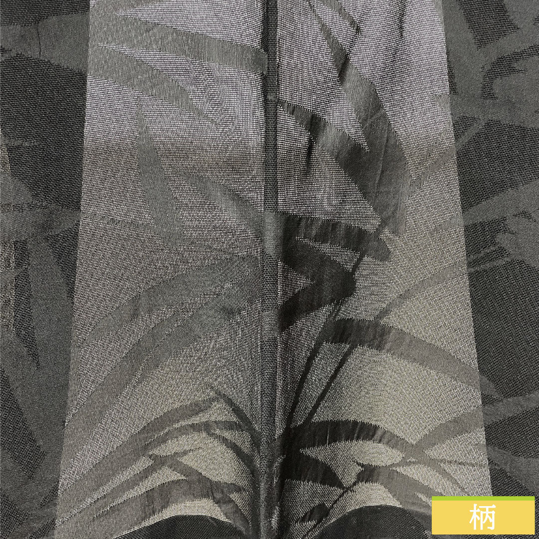 羽織 正絹 身丈79cm 裄丈62.5cm 紋紗 抽象模様 五三桐 一つ紋 Sランク 夏物 黒系 1117000922910