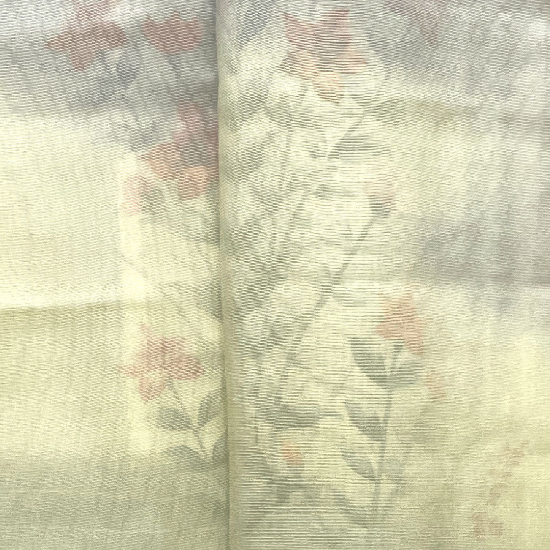 夏物 正絹 訪問着 身丈157cm 裄丈63.5cm 雲井鼠色(くもいねずいろ) 草花模様 二重紗 Aランク グレー系 1132001543322