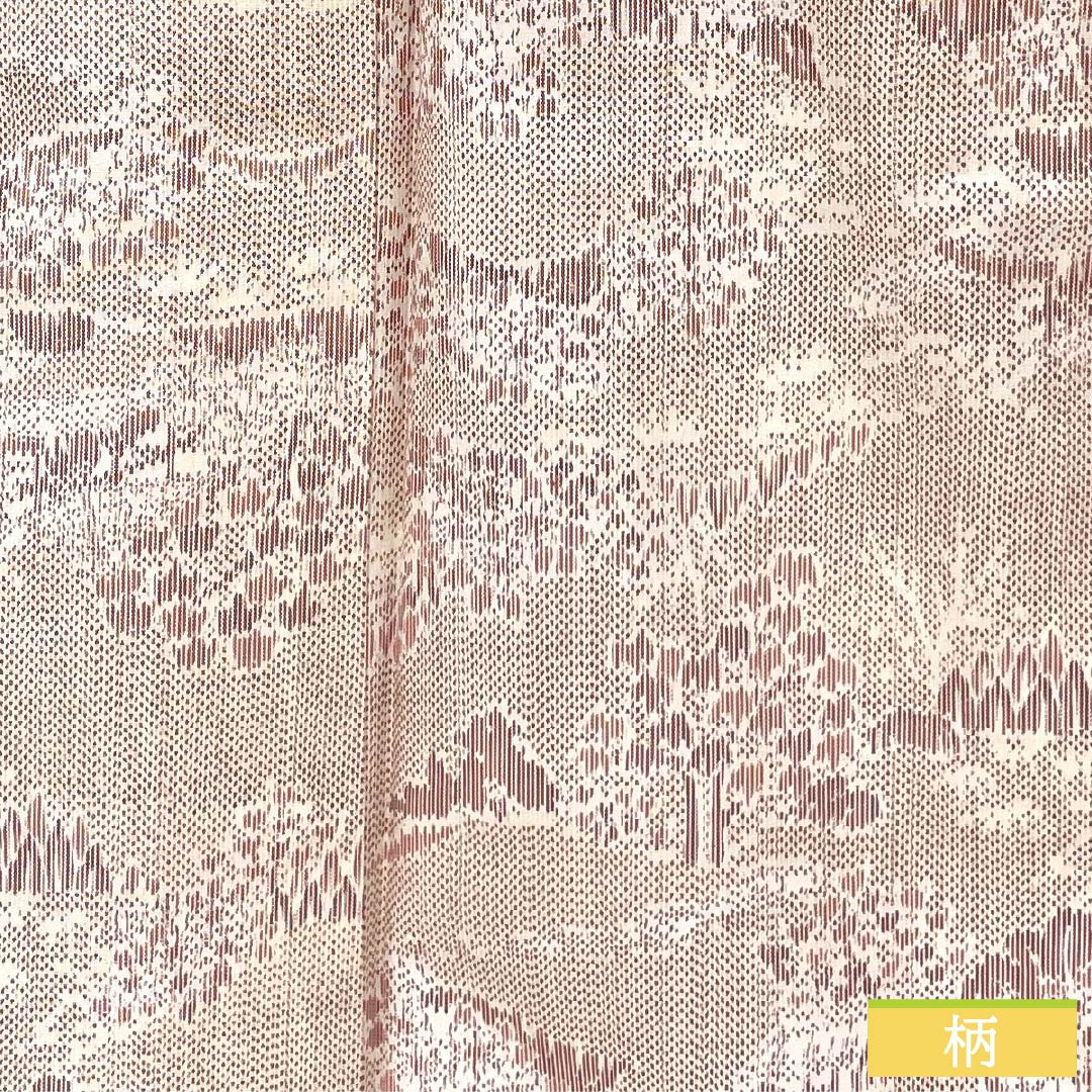 紬 正絹 身丈169.5cm 裄丈67cm 浅蘇芳色(あさきすおういろ) 風景模様 Sランク 単衣 ピンク系 1116003822513