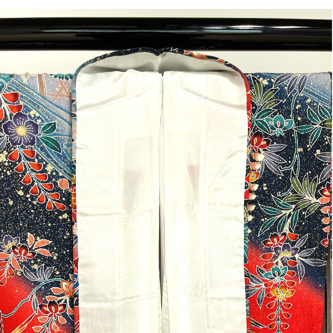 振袖 身丈163cm 裄丈64cm 袷 茜色 型染 吉祥文様 正絹 Sランク 赤系 1113000862412