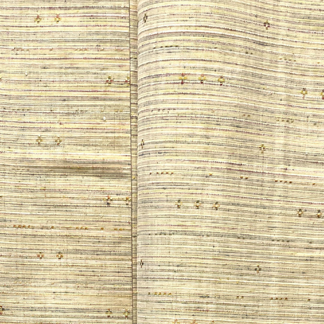 紬 身丈155cm 裄丈62cm 砥粉色 横段 花織 正絹 Aランク 袷 ベージュ系 1116002433325