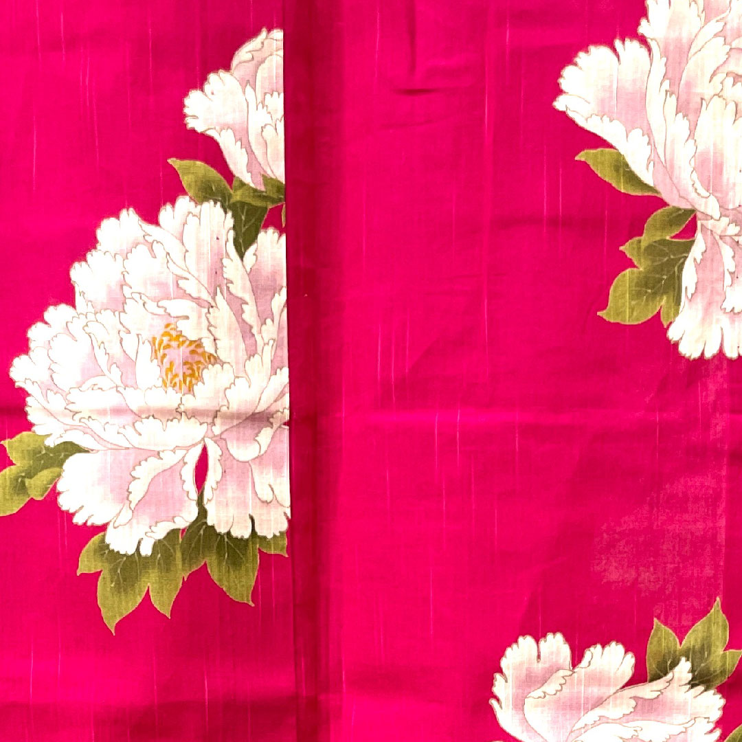 浴衣 躑躅色 山茶花 木綿 Sランク 単衣 身丈166.5cm 裄丈67cm ピンク系 1118001992513