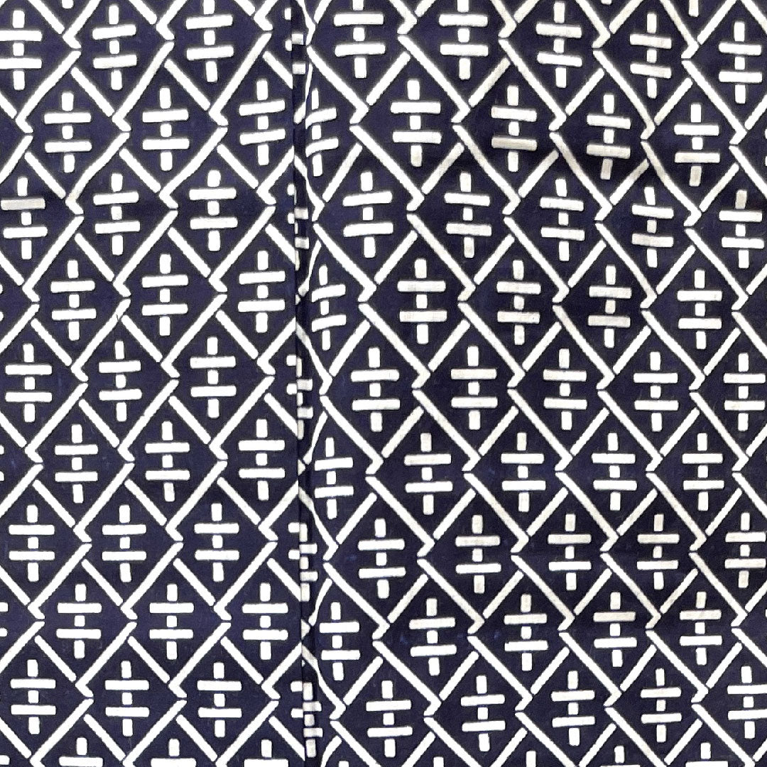 浴衣 男物 幾何学模様 木綿 Bランク 単衣 身丈150cm 裄丈70cm 紺系 1118001614118