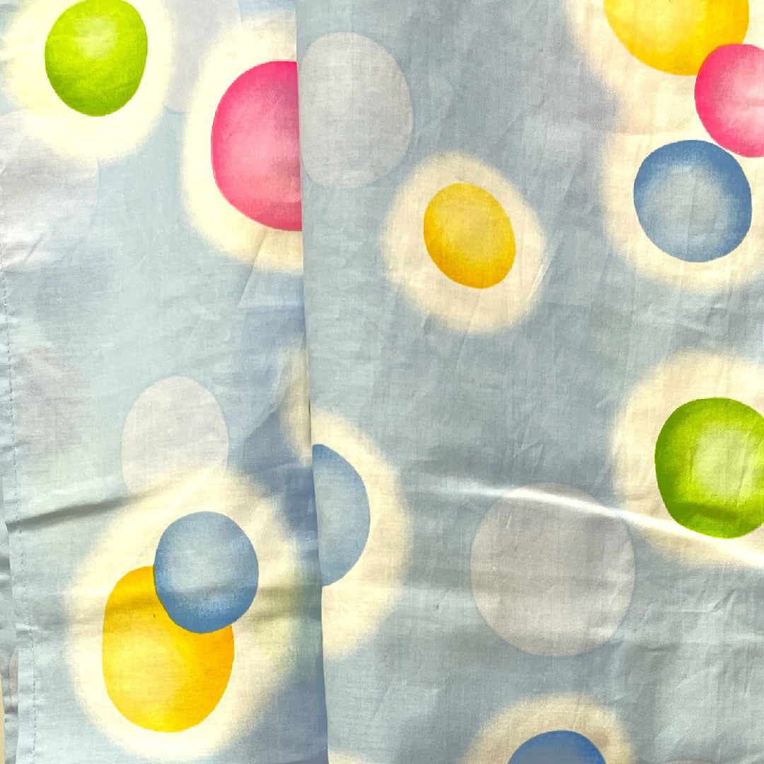 浴衣 白群色 水玉 木綿 Sランク 単衣 身丈161.5cm 裄丈64.5cm 水色系 1118001252424