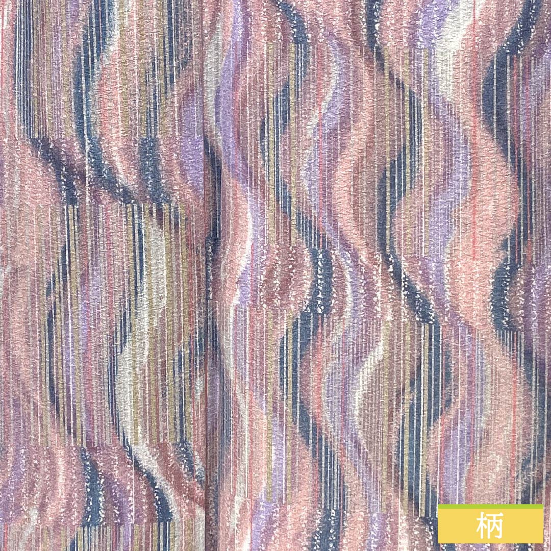 小紋 ポリエステル 身丈161.5cm 裄丈65.5cm 袷 洗える着物 よろけ縞 Sランク グラデーション系 1115005152499