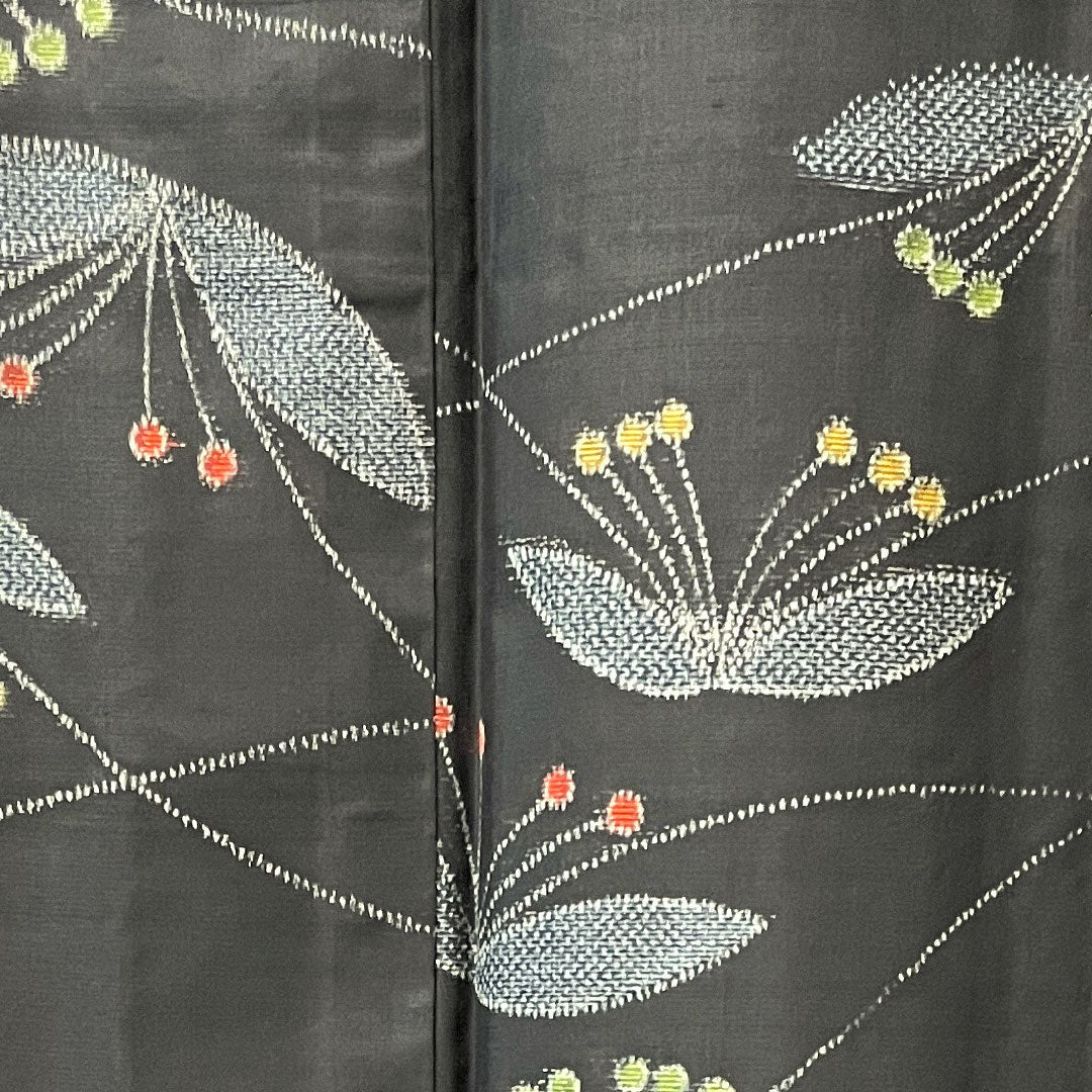 Tsumugi, Length 160cm, Sleeve length 66.5cm, with basting thread, Abstract pattern, Pure silk, S rank, Lined, Black, 1116002532410