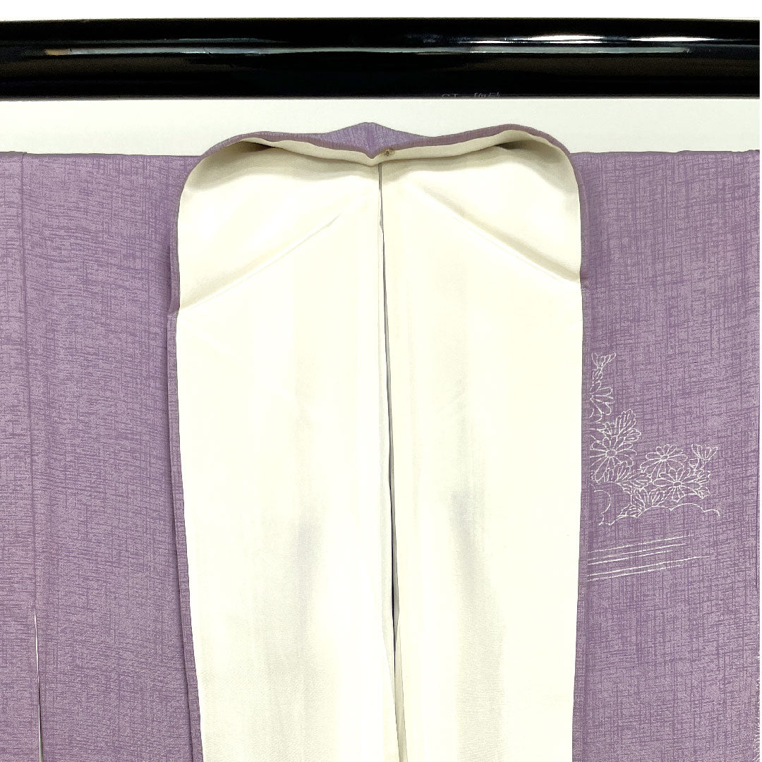 訪問着 袷 身丈156cm 裄丈61cm 薄藤色 茶屋辻模様 正絹 Aランク 紫系 1112001953320