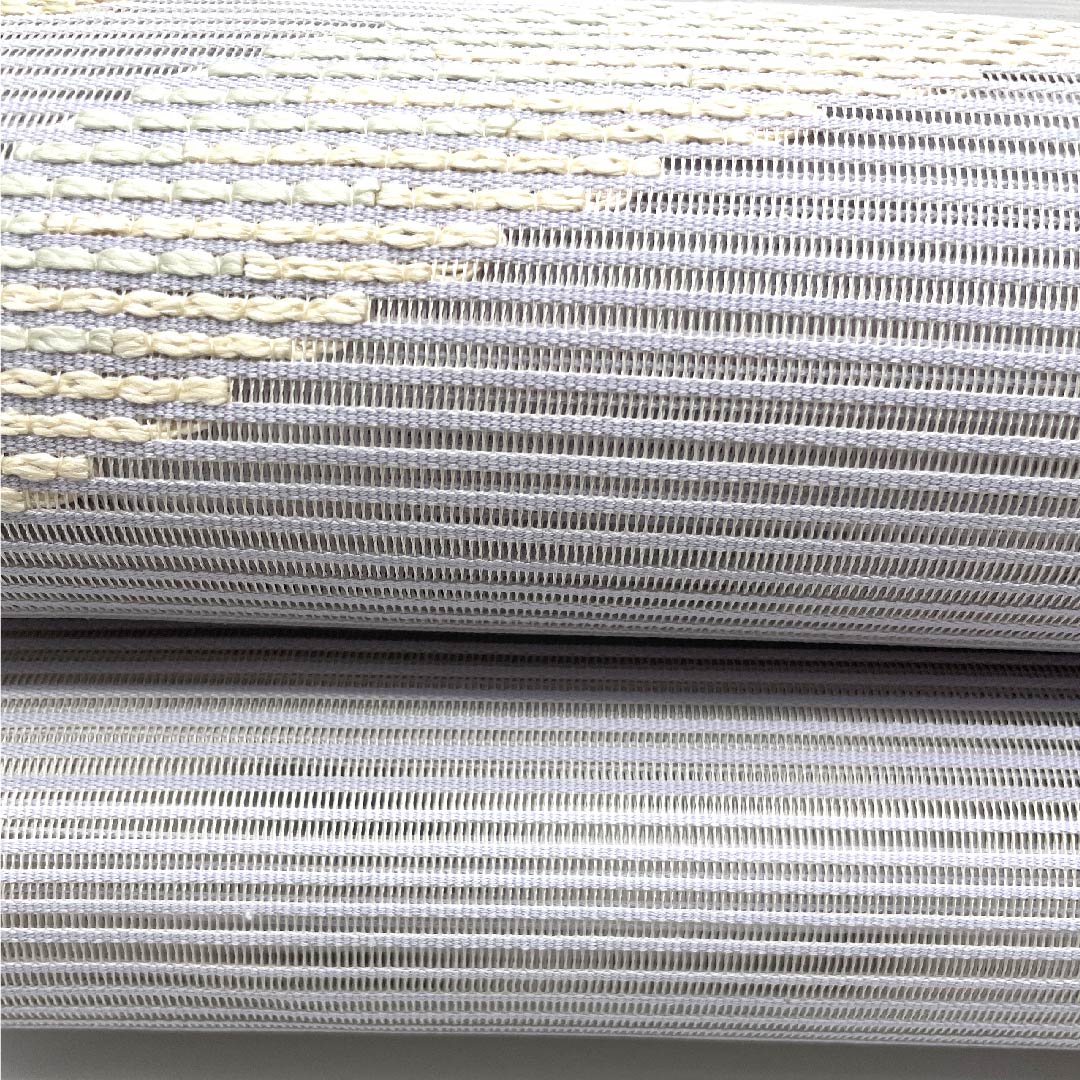 (新品未使用品)袋帯 夏帯 白銅色(はくどういろ) 幾何学模様 夏物 帯丈452cm 正絹 NEWランク ポイント柄 セミフォーマル グレー系 1123008491422