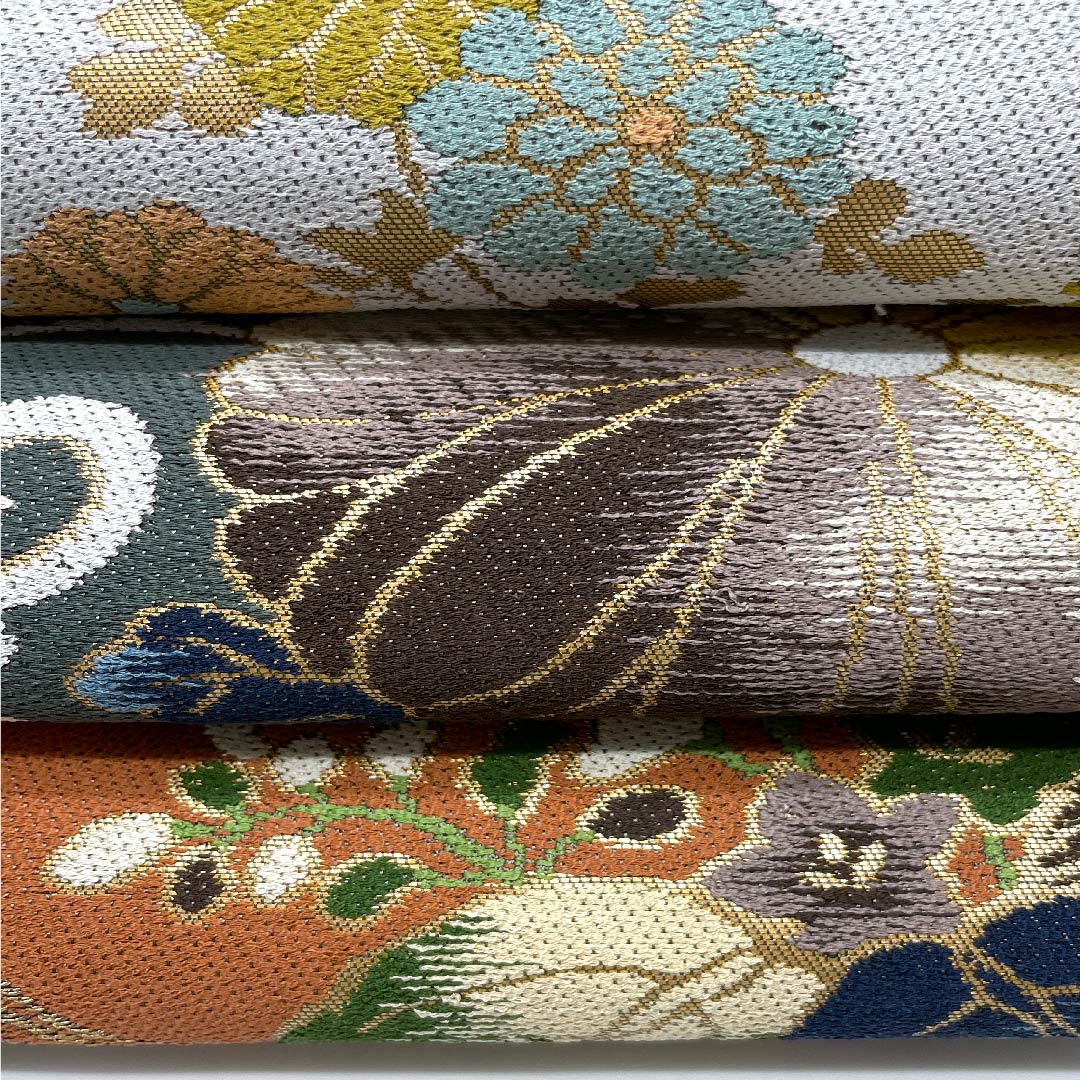 袋帯 白綾苑大庭 菊 桐 帯丈439cm 正絹 Sランク 六通 フォーマル グレー系 1123008592322