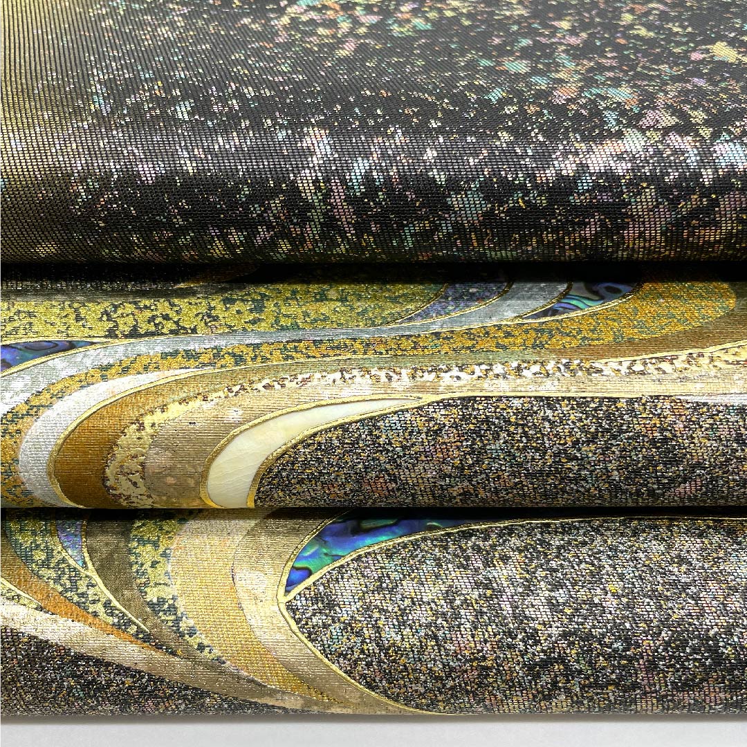 Fukuro Obi Gold Flowing Water Raden Artist Takashi Fujimoto Length 432cm Pure Silk S Rank Pointed Pattern Formal Gold 1123008102321