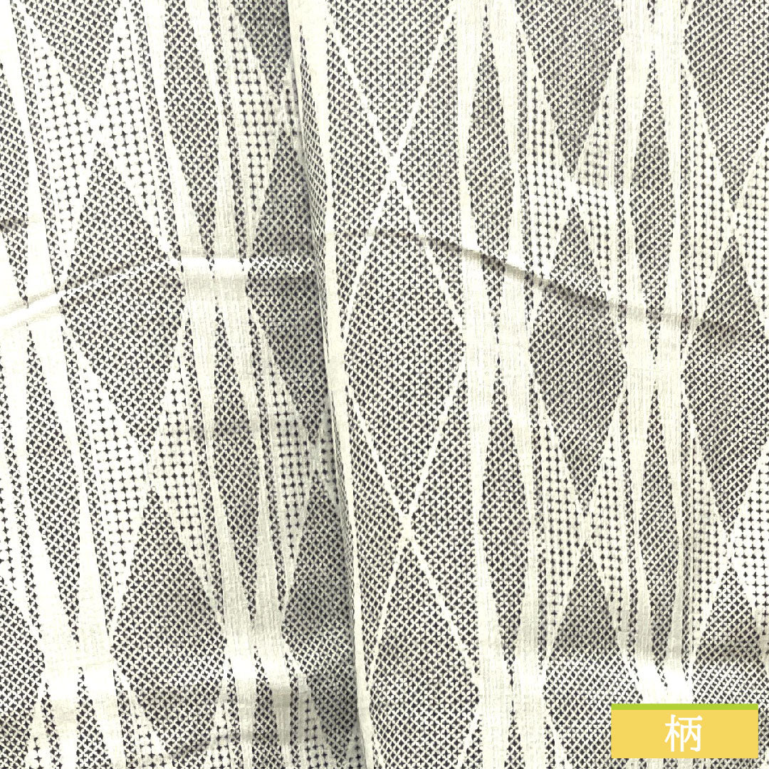 浴衣 木綿 身丈142.5cm 裄丈67cm Sランク 単衣 白系 男物 幾何学模様 1118004962411