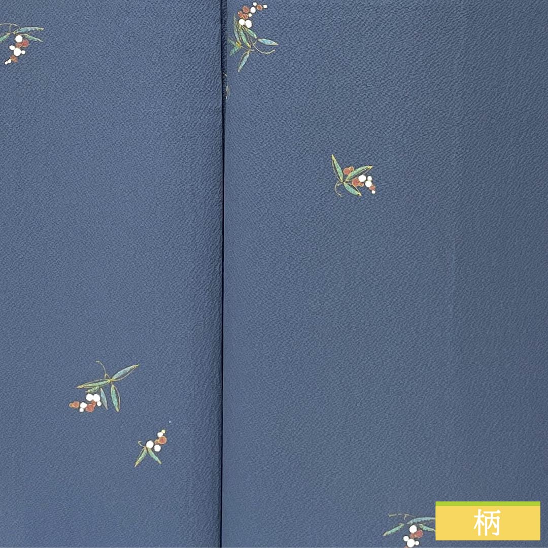 小紋 正絹 Aランク 身丈165cm 裄丈68cm 袷 裏色(うらいろ) 小花 ちりめん地 パールトーン加工 青系 1115007293517