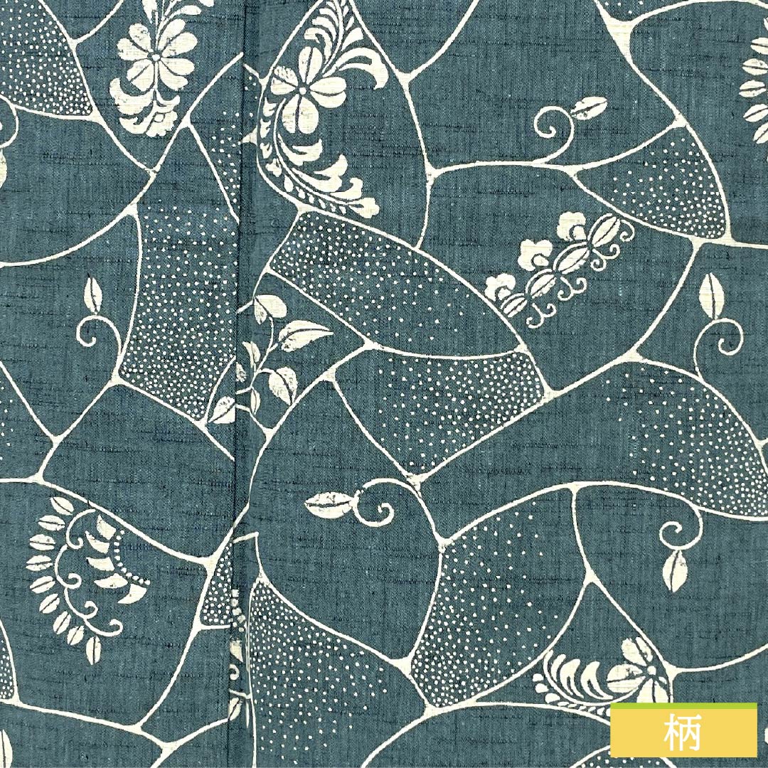 浴衣 木綿 身丈155cm 裄丈66.5cm Sランク 単衣 青系 藍砥茶色(あいとのちゃいろ) 蔦 割付文様 1118005892317