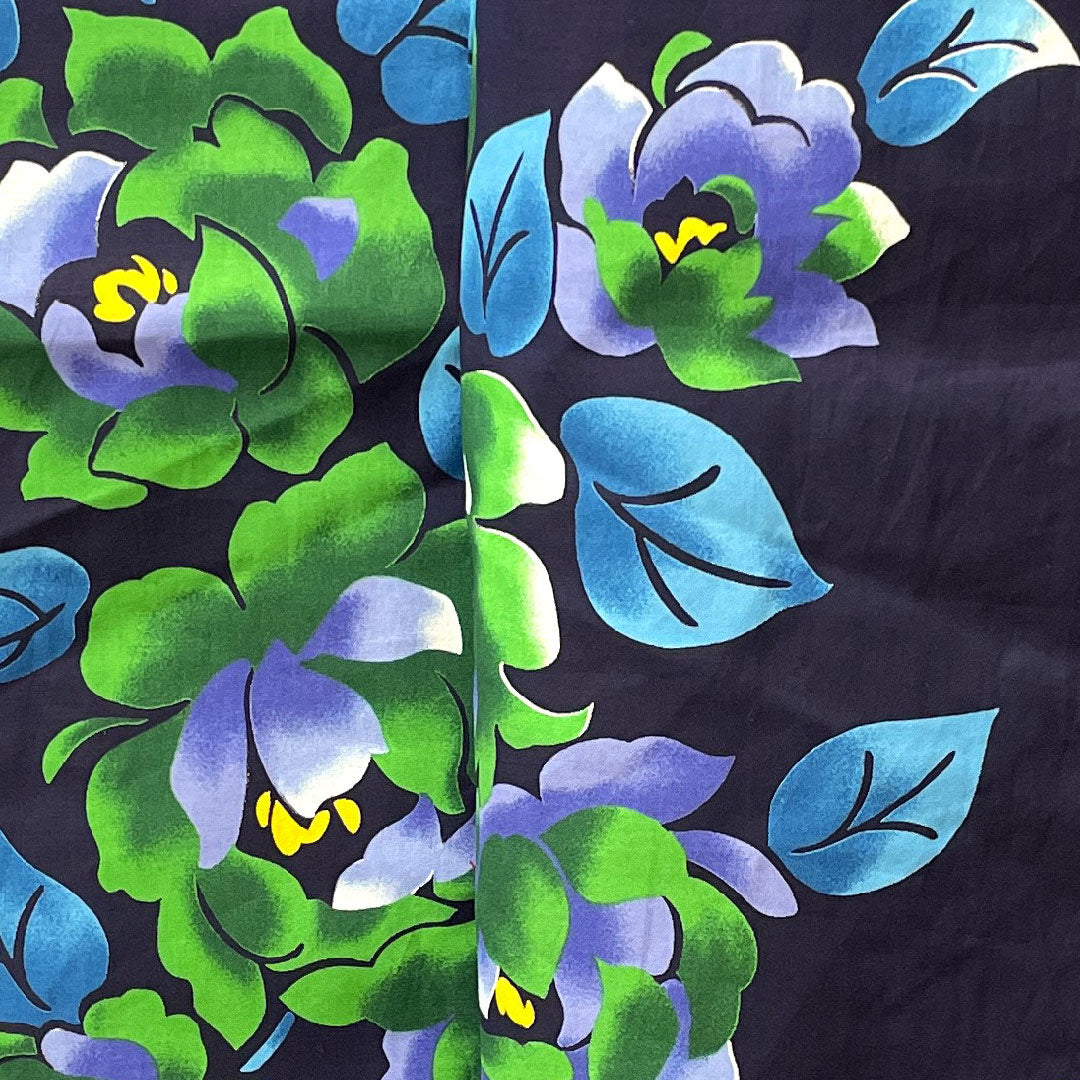 浴衣 濃紺色 山茶花 木綿 Sランク 単衣 身丈162cm 裄丈65.5cm 紺系 1118002582418