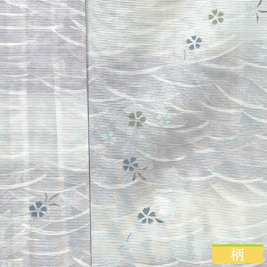 夏物 ポリエステル 小紋 身丈160cm 裄丈65cm 霞色(かすみいろ) 撫子 波 洗える着物 絽 Bランク グラデーション系 1132002454499