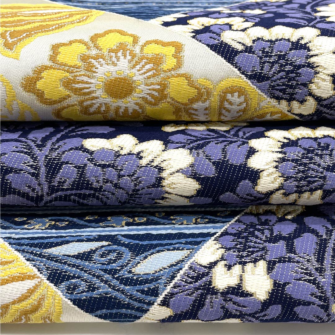 袋帯 白色 振袖用 白綾苑大庭 唐花模様 帯丈451cm 正絹 Sランク 六通 フォーマル 白系 1123009382411